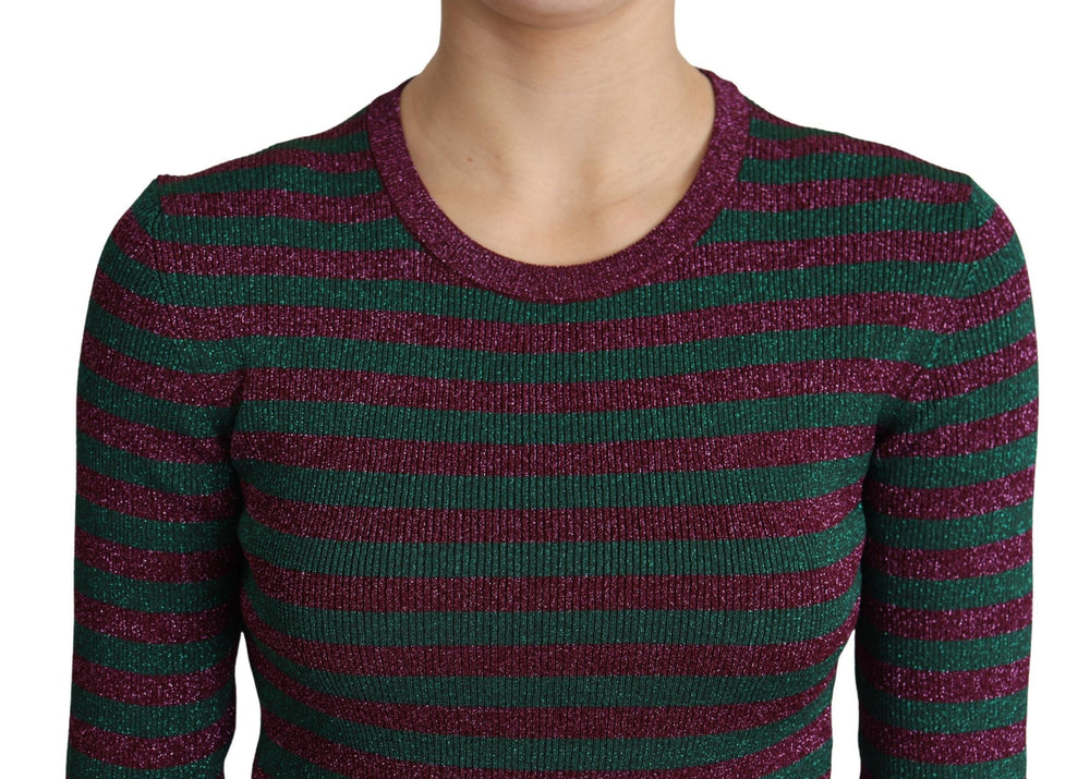 Women’s Dolce & Gabbana Multicolor Stripes Crew Neck Pullover Sweater