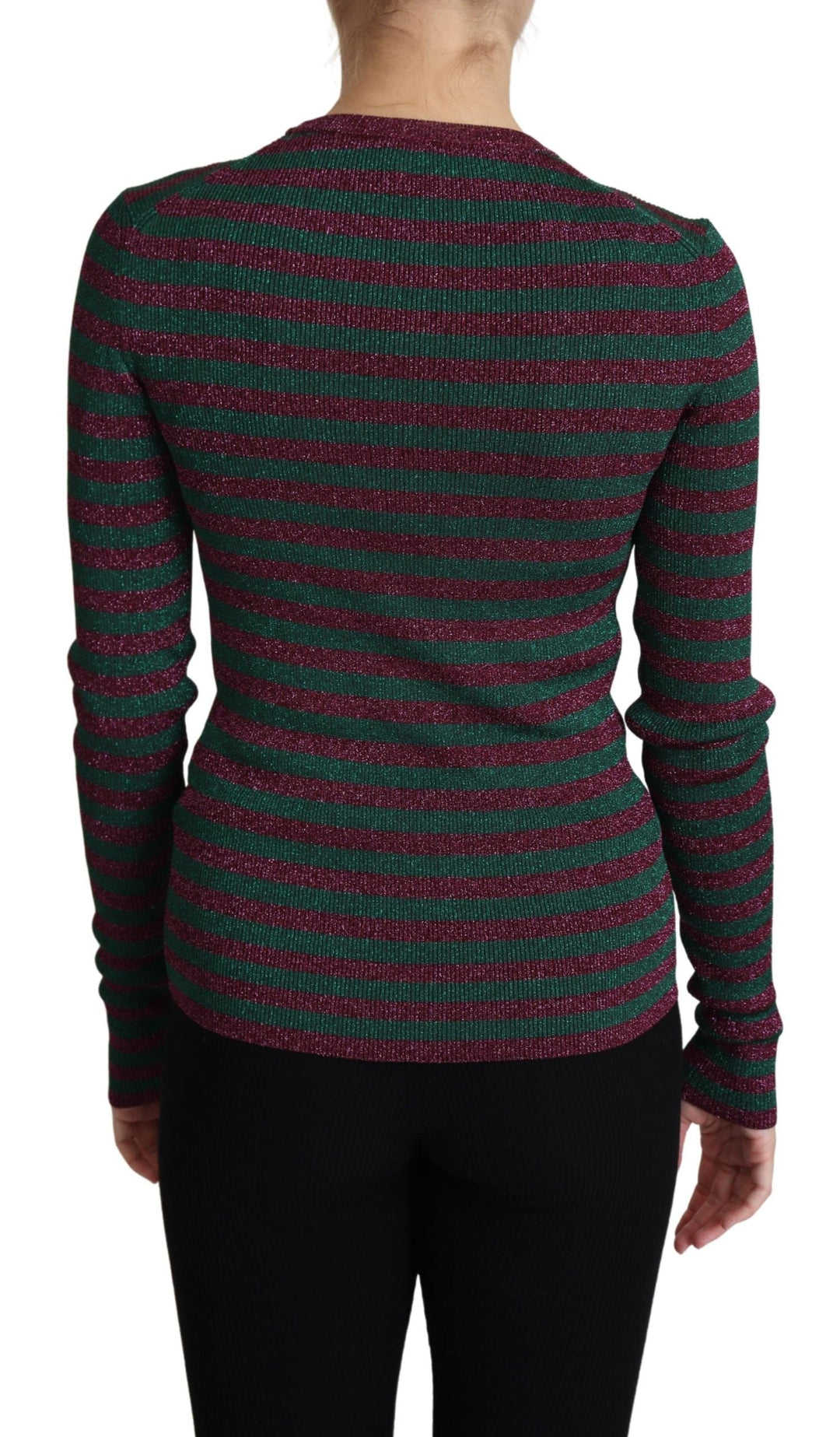 Women’s Dolce &amp; Gabbana Multicolor Stripes Crew Neck Pullover Sweater