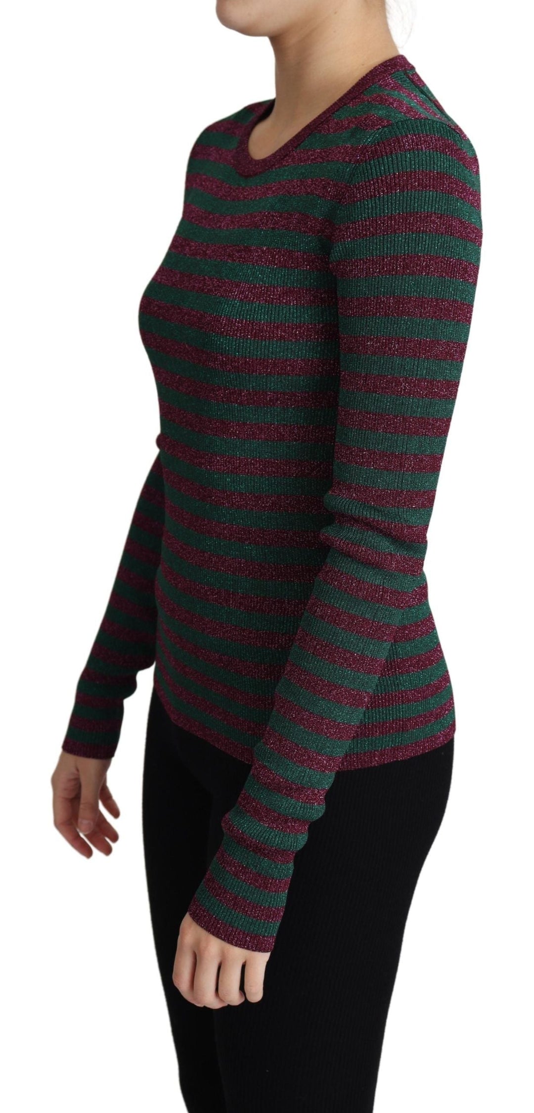 Women’s Dolce &amp; Gabbana Multicolor Stripes Crew Neck Pullover Sweater