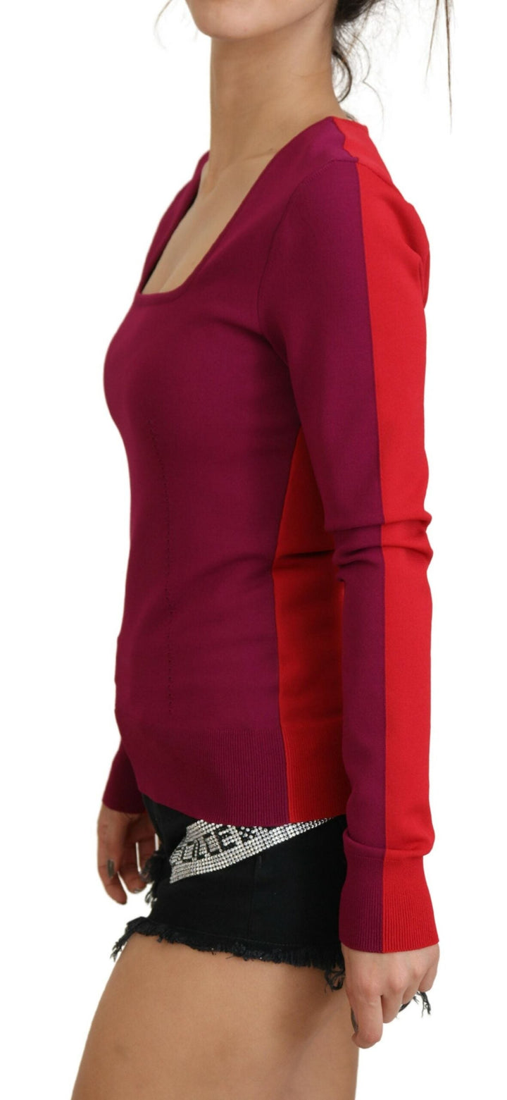 Women’s Dolce &amp; Gabbana Multicolor Viscose Square Neck Pullover Sweater