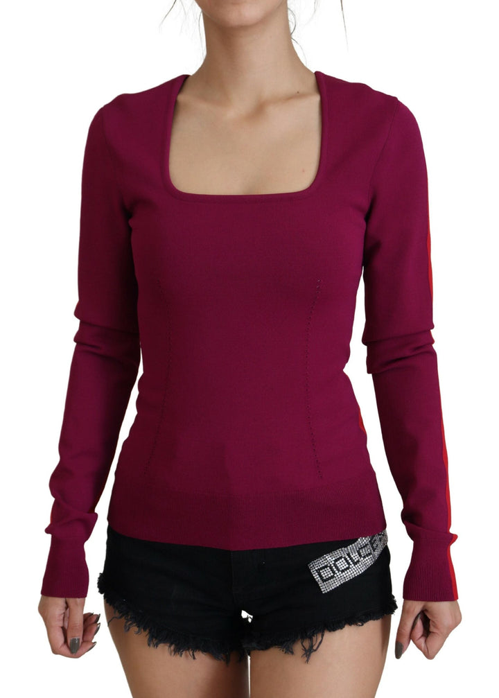 Women’s Dolce &amp; Gabbana Multicolor Viscose Square Neck Pullover Sweater