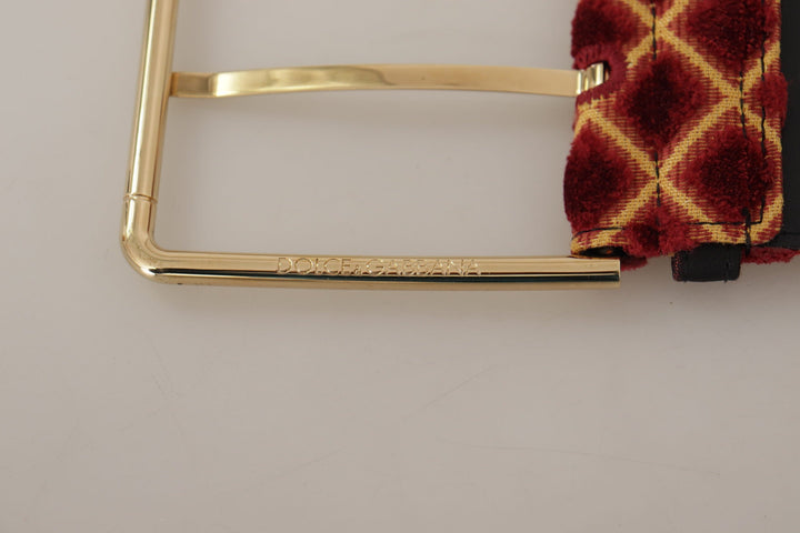 Women’s Dolce &amp; Gabbana Multicolor Wide Leather Floral Gold Metal Buckle Belt