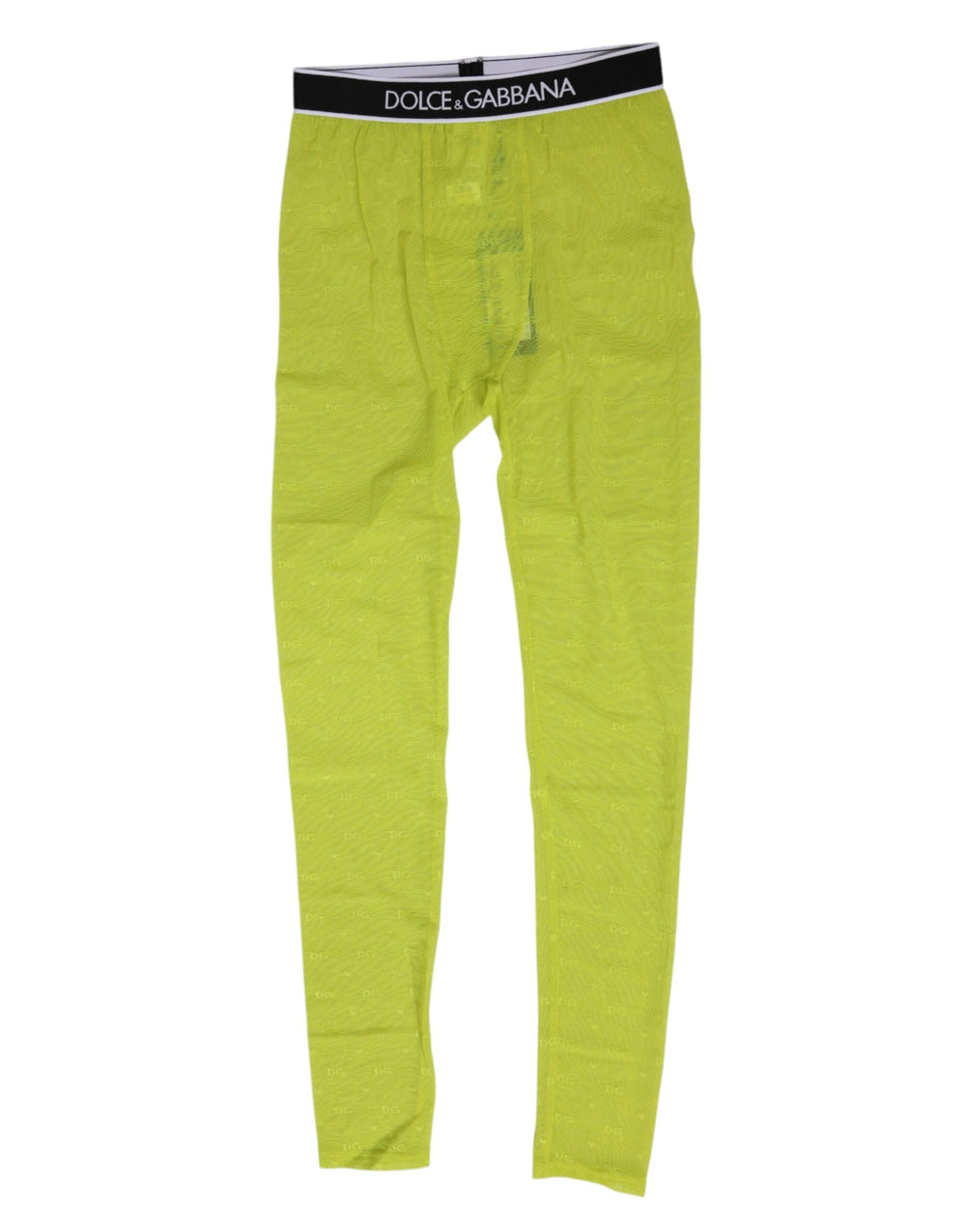 Women’s Dolce & Gabbana Neon Green Nylon Logo Lace Leggings Pants Underwear