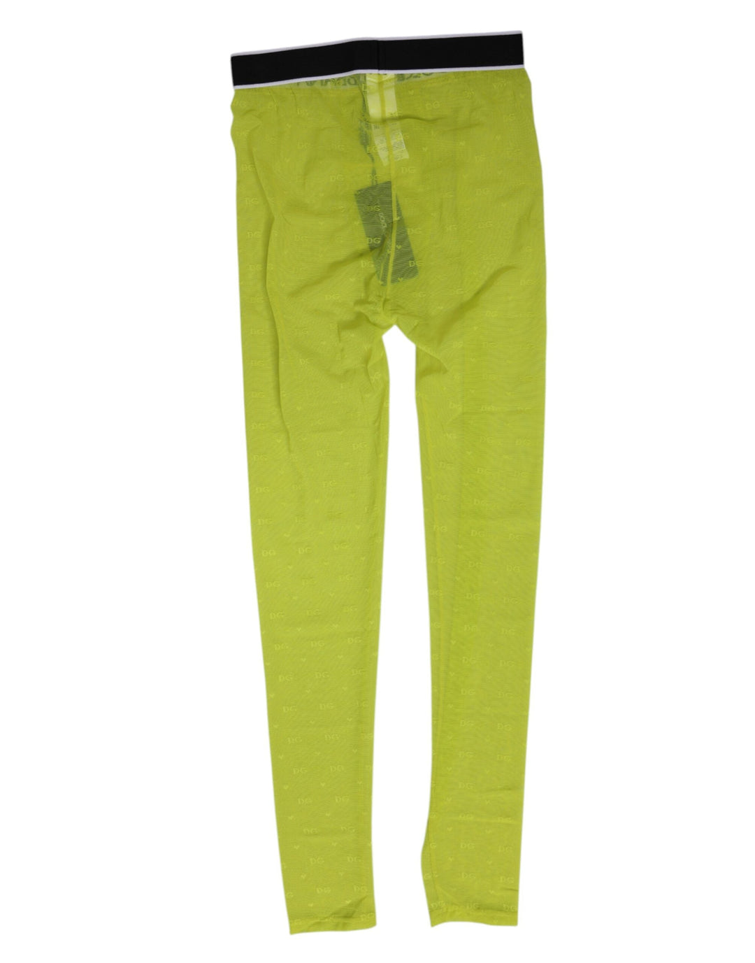 Women’s Dolce &amp; Gabbana Neon Green Nylon Logo Lace Leggings Pants Underwear