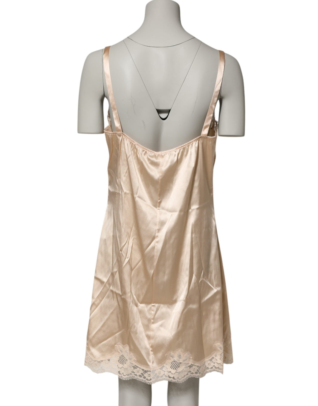 Dolce &amp; Gabbana Nude Chemise Lingerie Silk Blend Lace Trim Dress