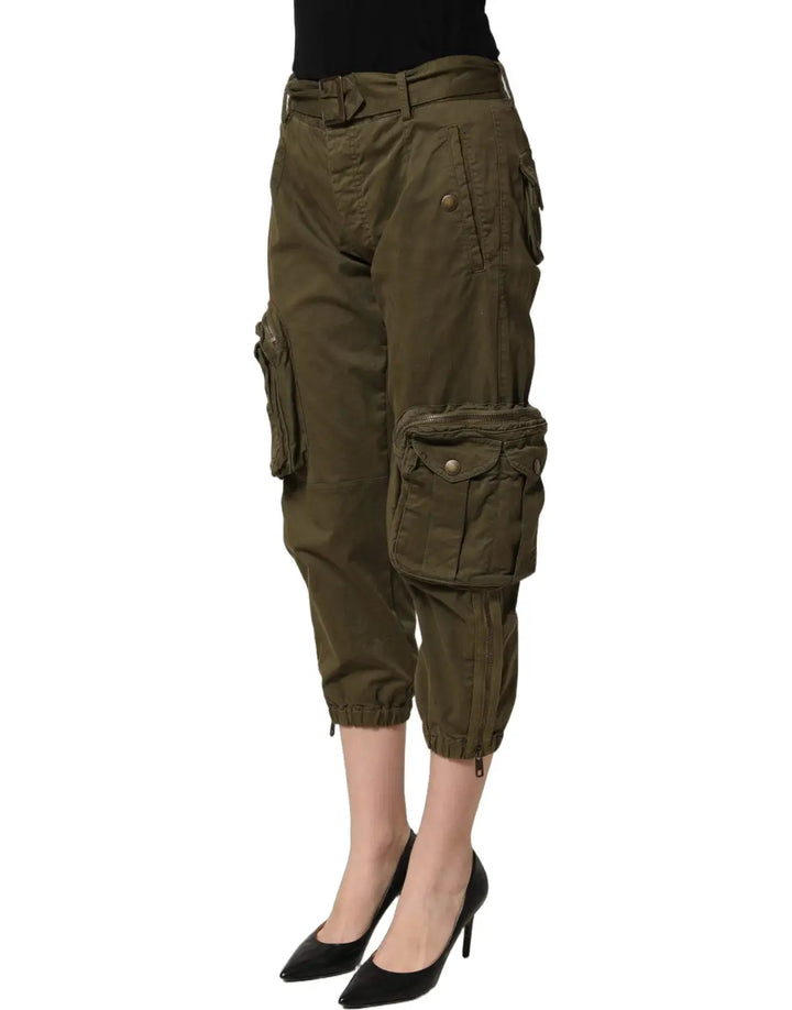 Women’s Dolce &amp; Gabbana Olive Green High Waist Cargo Trouser Pants
