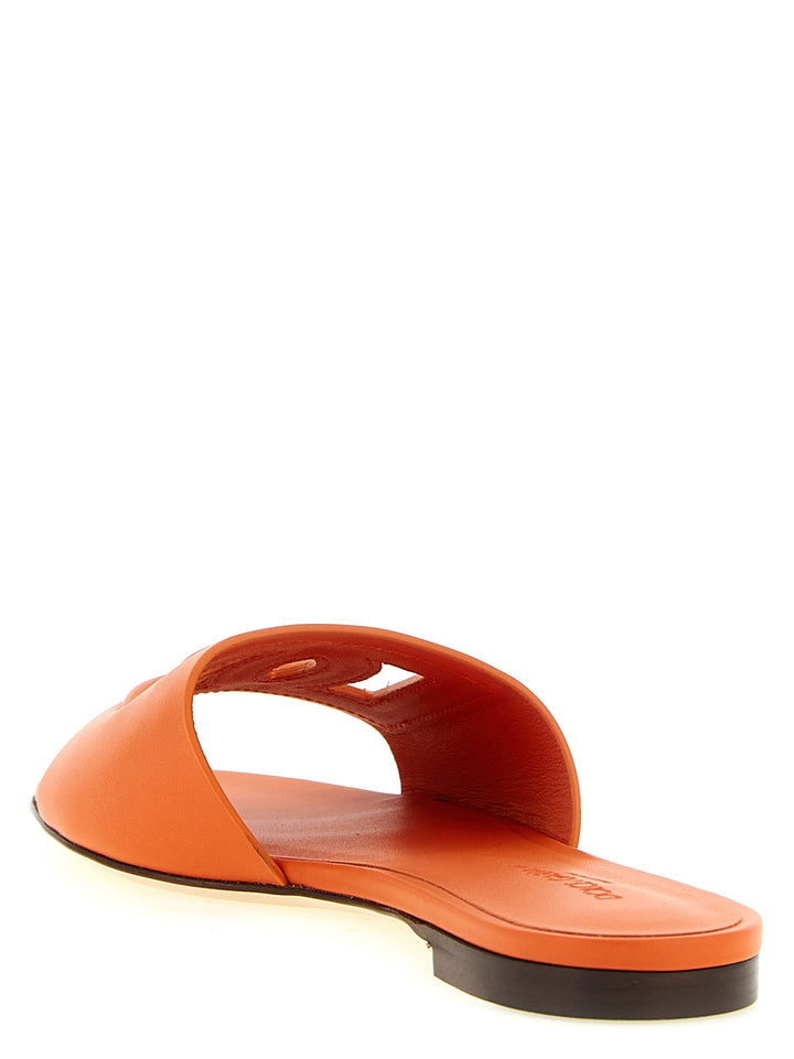 Women’s Dolce &amp; Gabbana Orange Calfskin Slides