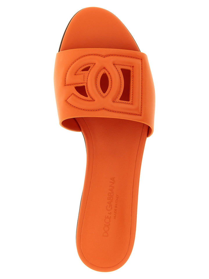 Women’s Dolce &amp; Gabbana Orange Calfskin Slides