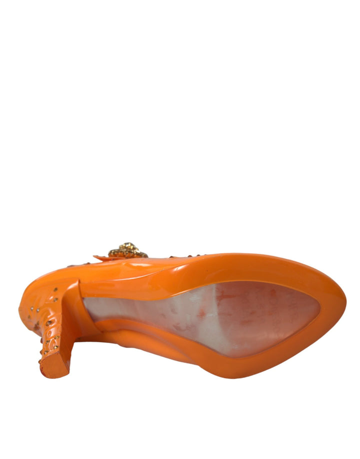 Women’s Dolce &amp; Gabbana Orange Cinderella Floral Crystal Pumps Shoes