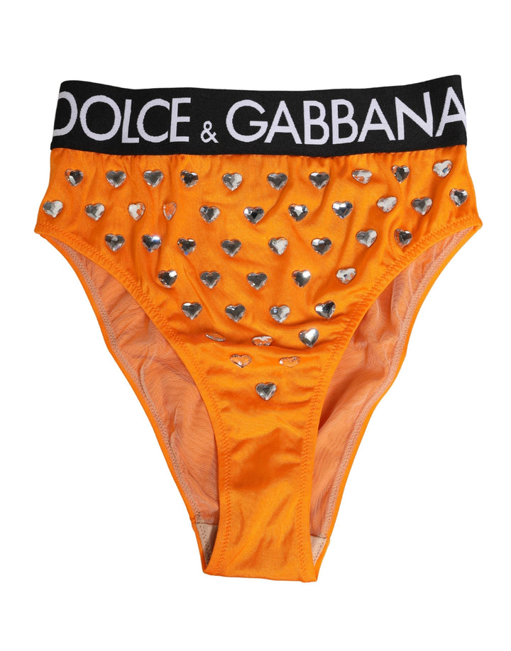 Women’s Dolce &amp; Gabbana Orange Crystal High Waist Brief Panty Underwear