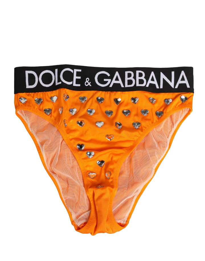 Women’s Dolce &amp; Gabbana Orange Crystal High Waist Brief Panty Underwear