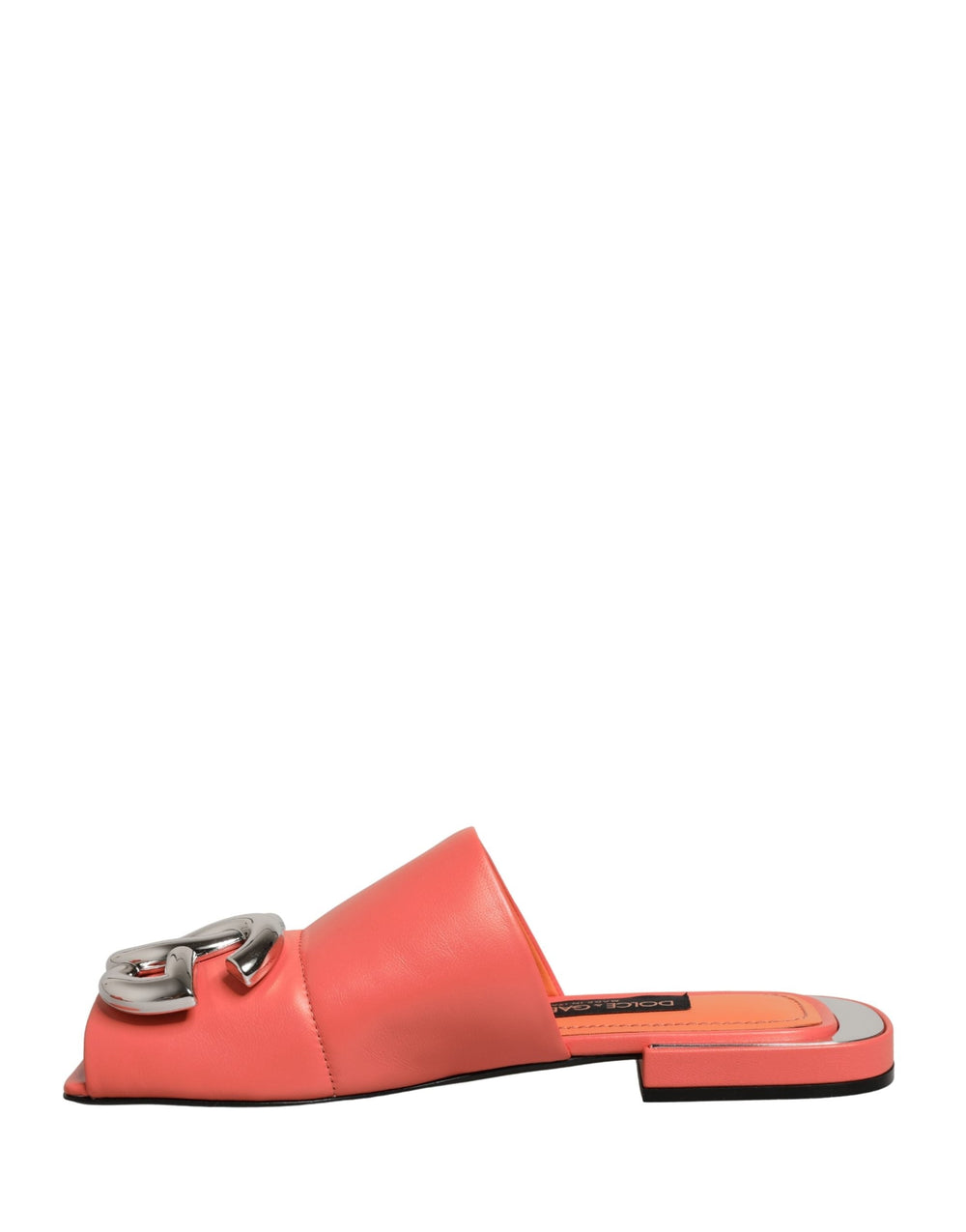 Women’s Dolce & Gabbana Orange Dg Logo Leather Flats Sandals Shoes