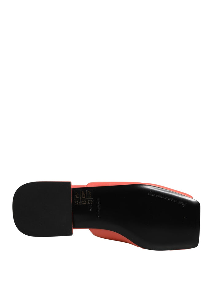 Women’s Dolce &amp; Gabbana Orange Dg Logo Leather Flats Sandals Shoes