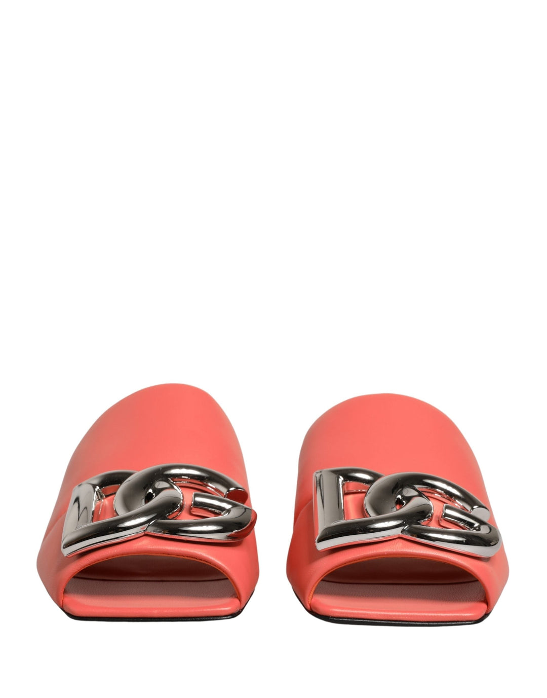 Women’s Dolce &amp; Gabbana Orange Dg Logo Leather Flats Sandals Shoes