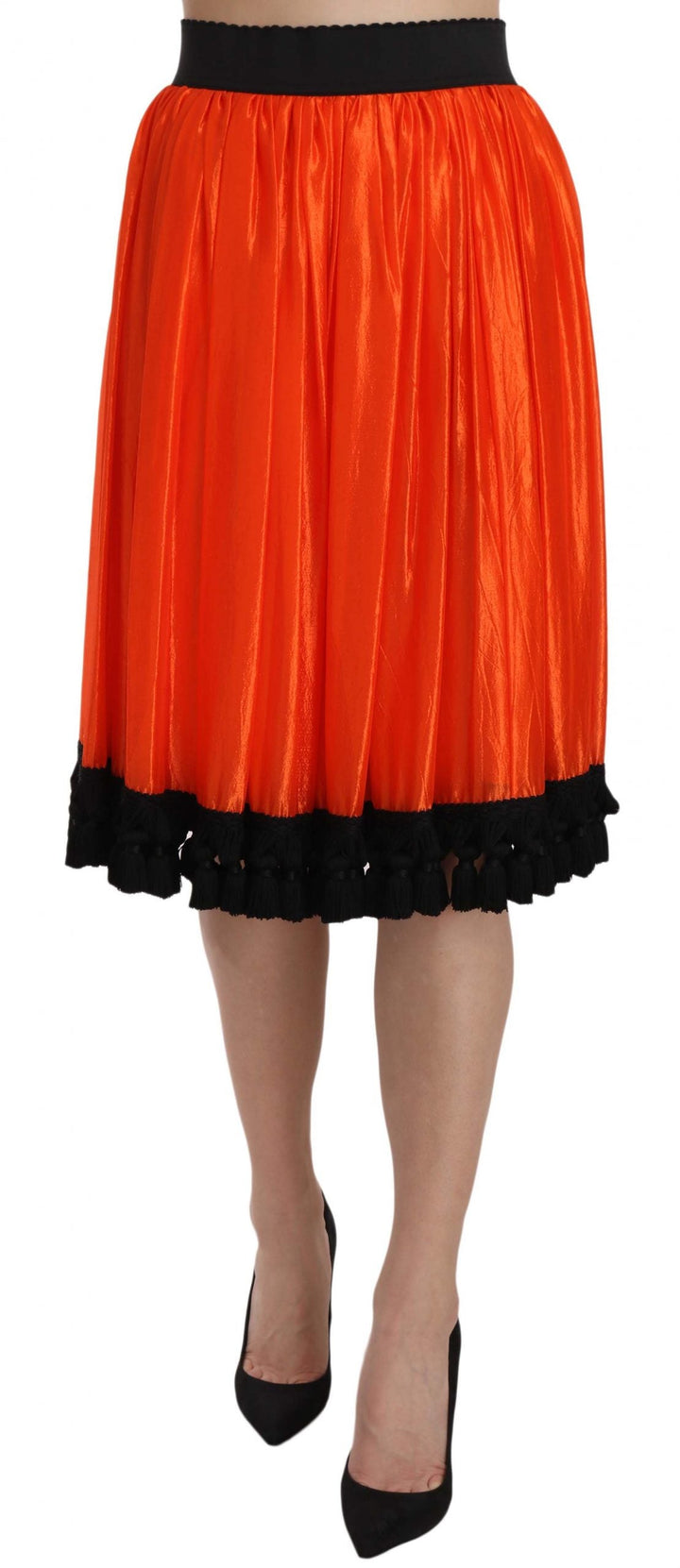 Women’s Dolce &amp; Gabbana Orange High Waist Knee Length Skirt