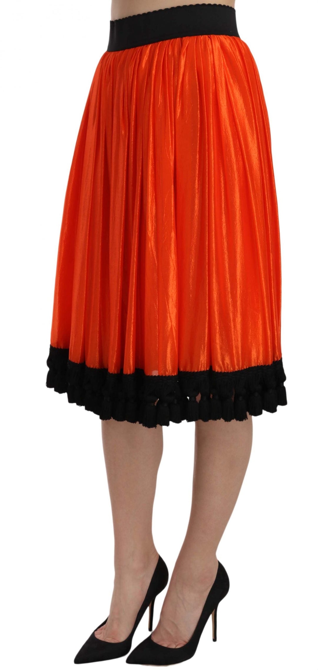 Women’s Dolce &amp; Gabbana Orange High Waist Knee Length Skirt
