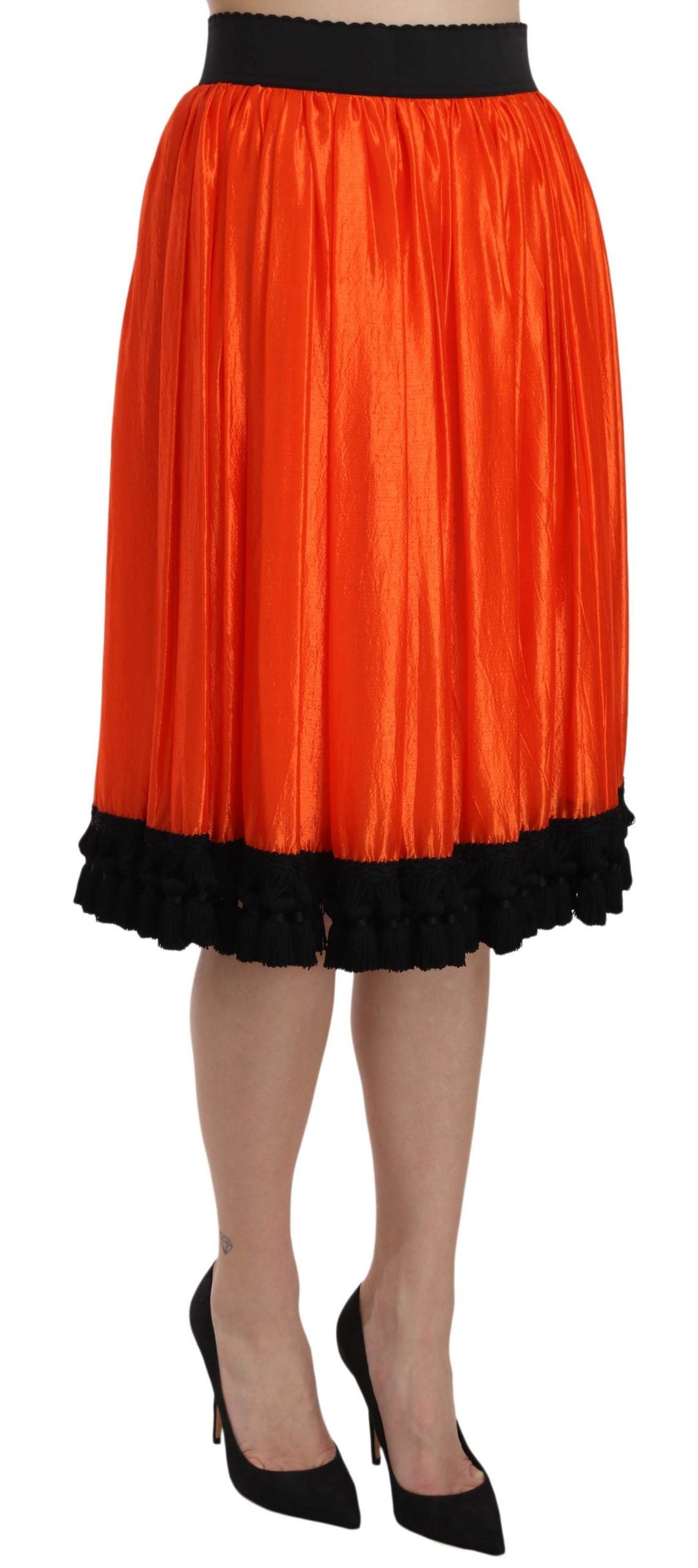 Women’s Dolce &amp; Gabbana Orange High Waist Knee Length Skirt