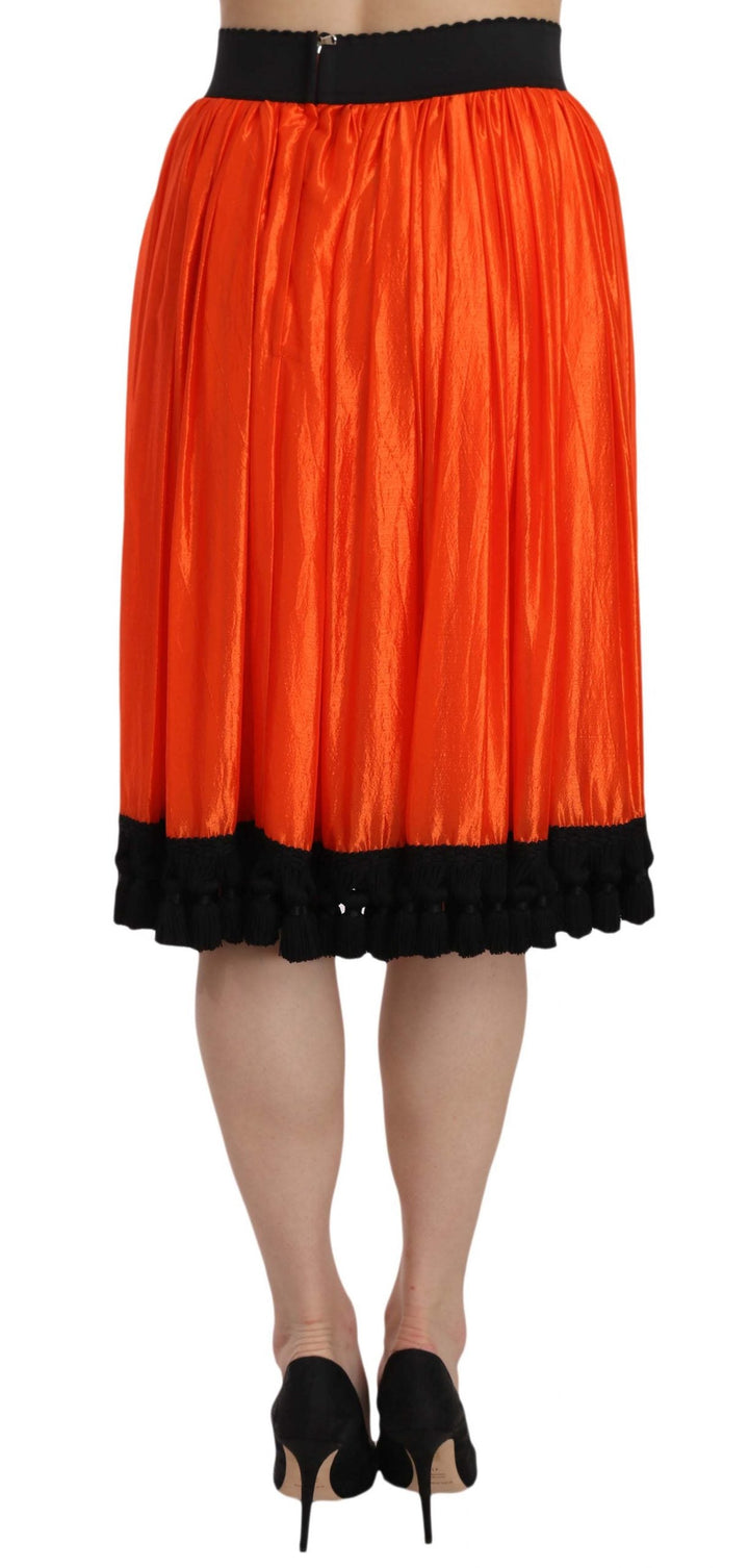 Women’s Dolce &amp; Gabbana Orange High Waist Knee Length Skirt