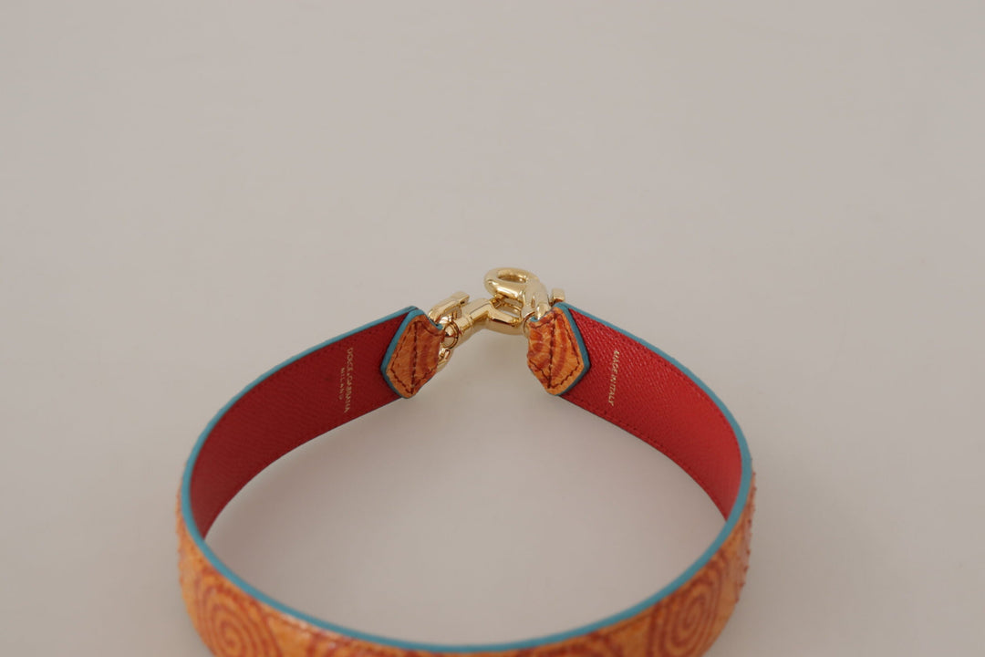 Women’s Dolce &amp; Gabbana Orange Leather Swirl Print Bag Shoulder Strap