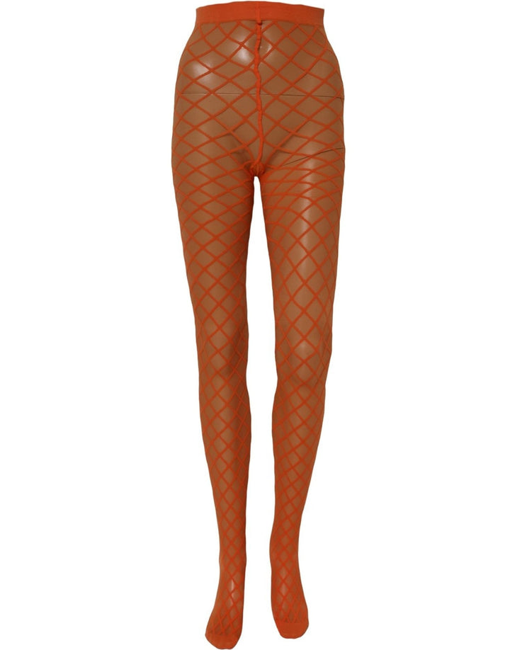Women’s Dolce &amp; Gabbana Orange Nylon Fishnet Pantyhose Stockings Socks