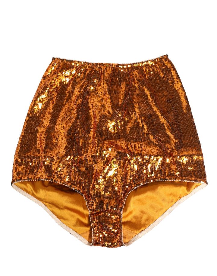Women’s Dolce &amp; Gabbana Orange Sequin Nylon High Waist Girdle Underwear