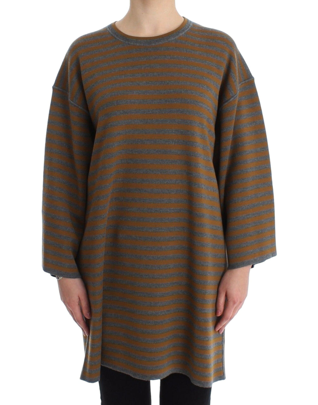 Women’s Dolce &amp; Gabbana Oversized Gray Yellow Striped Sweater Top