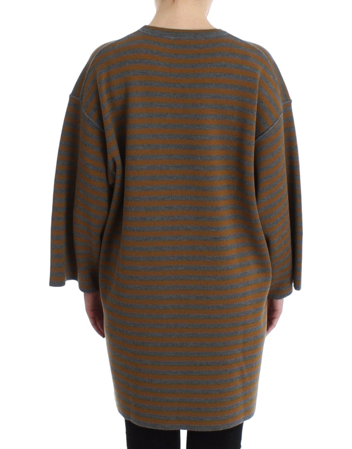 Women’s Dolce &amp; Gabbana Oversized Gray Yellow Striped Sweater Top