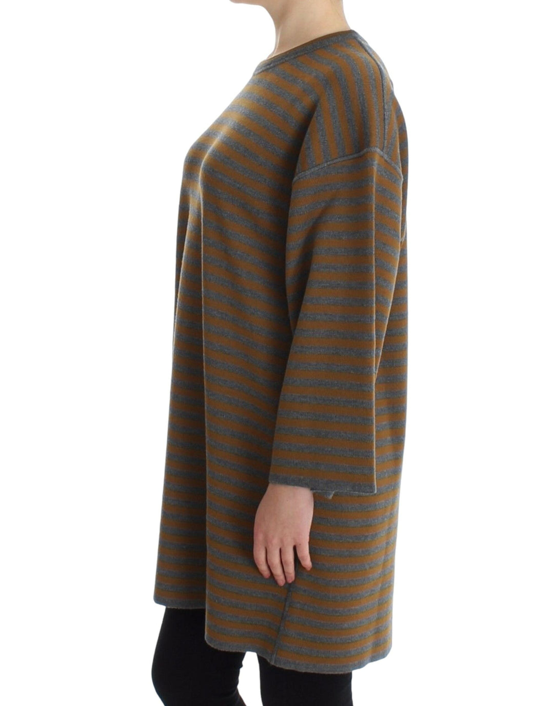 Women’s Dolce &amp; Gabbana Oversized Gray Yellow Striped Sweater Top