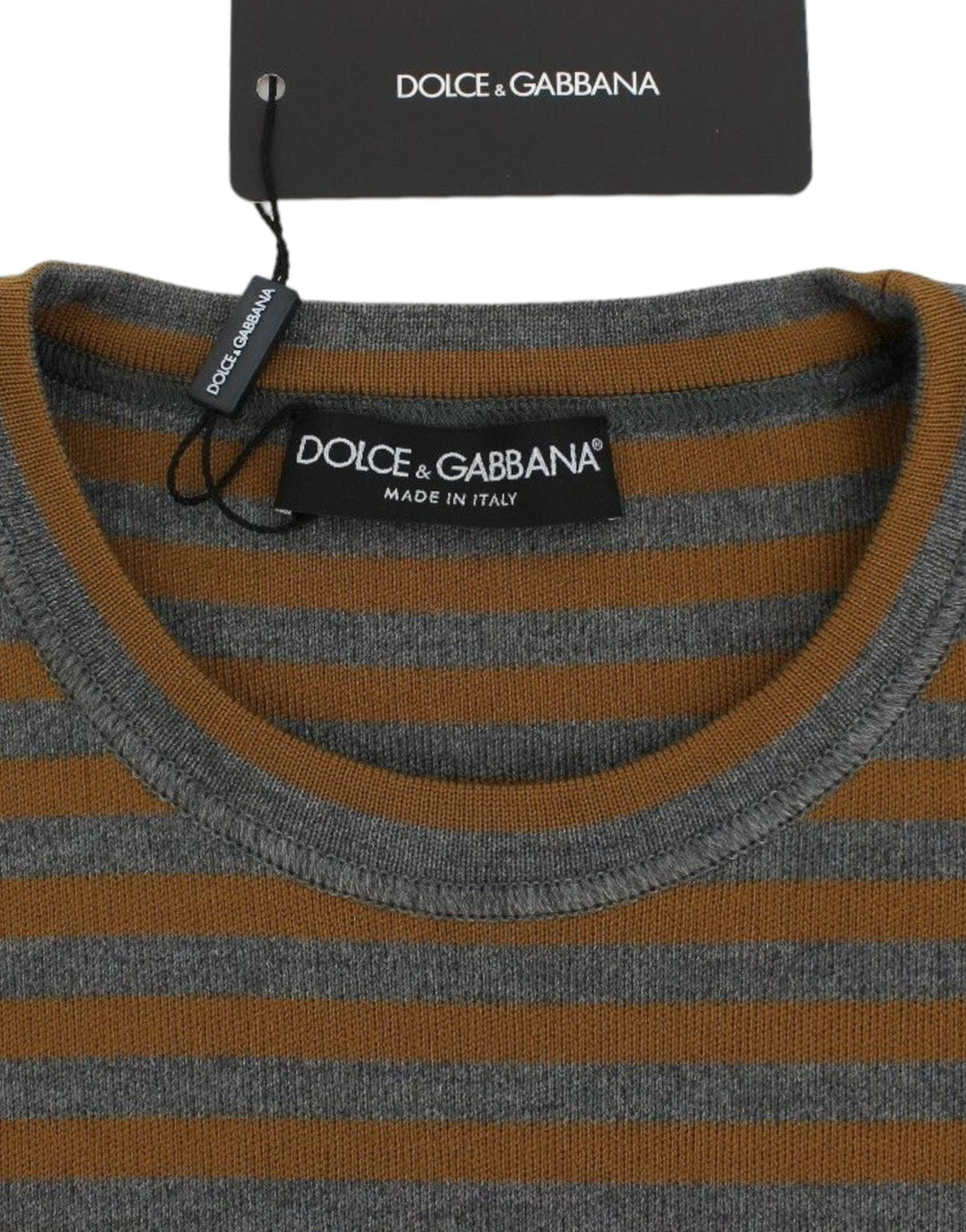 Women’s Dolce &amp; Gabbana Oversized Gray Yellow Striped Sweater Top