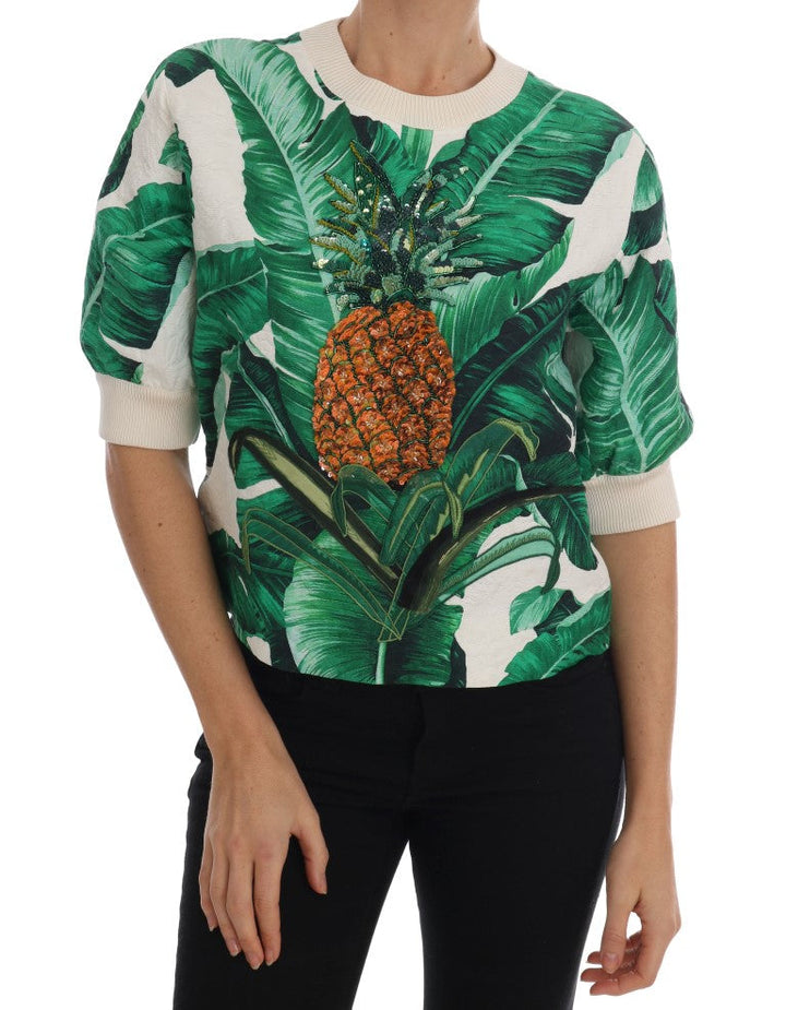 Women’s Dolce &amp; Gabbana Pineapple Banana Sequins Crewneck Sweater