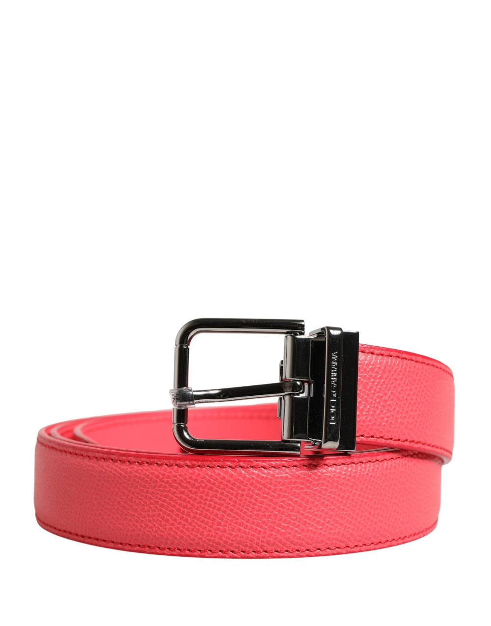 Women’s Dolce & Gabbana Pink Calf Leather Silver Metal Buckle Belt