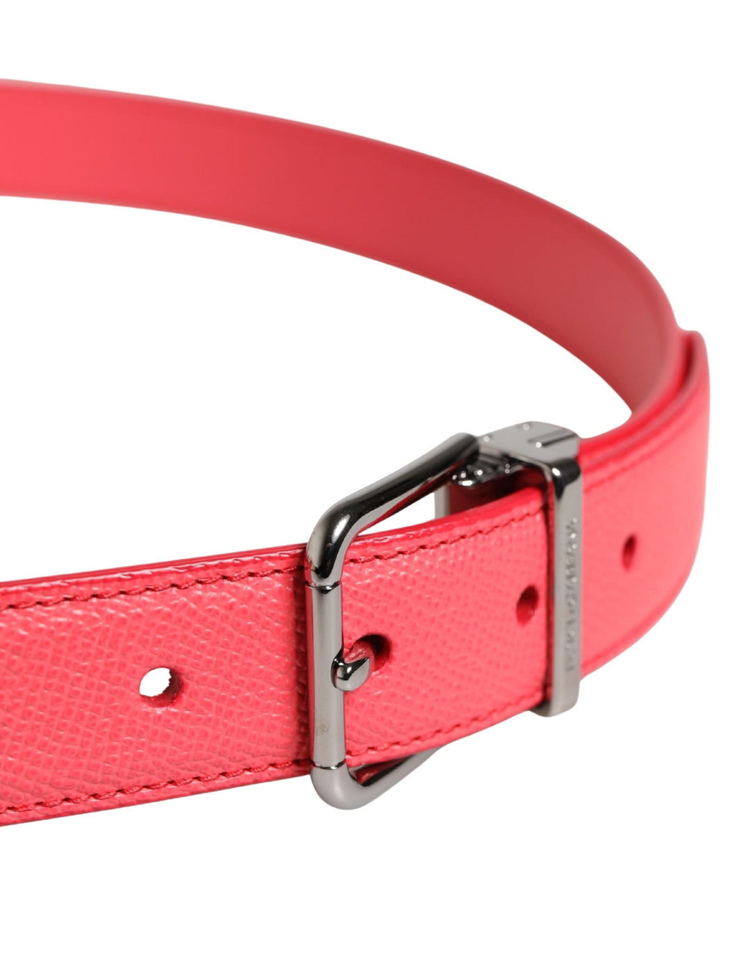 Women’s Dolce &amp; Gabbana Pink Calf Leather Silver Metal Buckle Belt