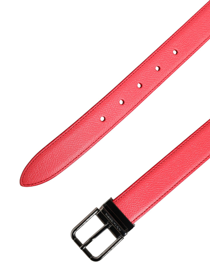 Women’s Dolce &amp; Gabbana Pink Calf Leather Silver Metal Buckle Belt