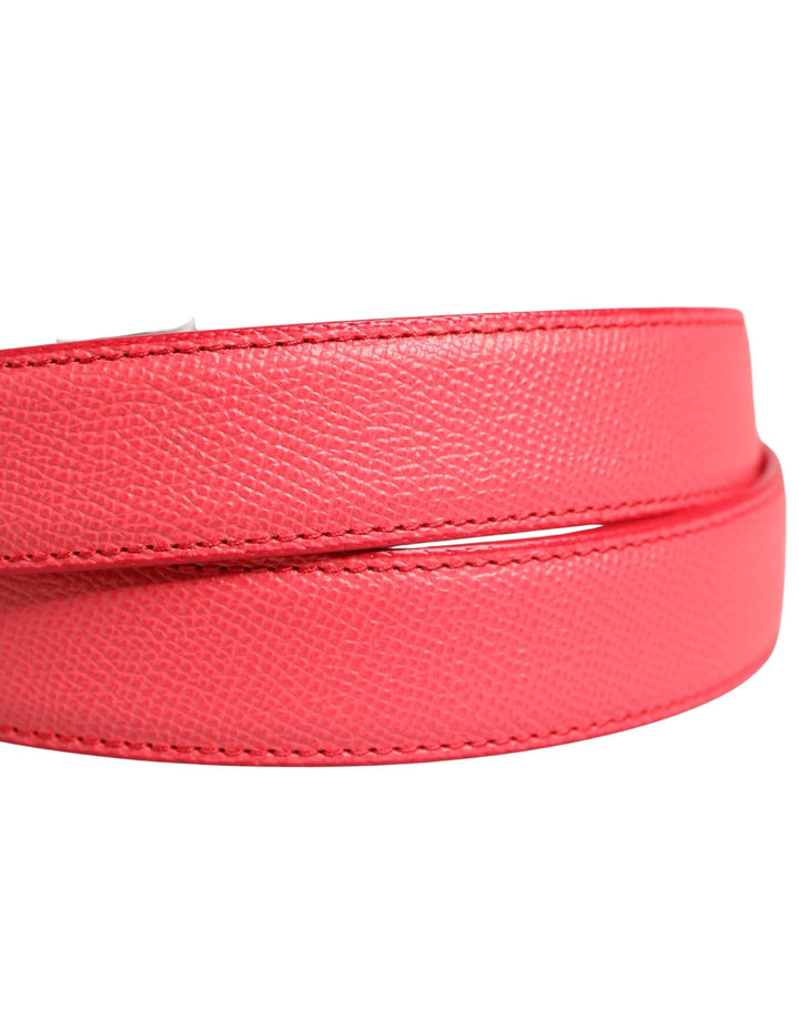 Women’s Dolce &amp; Gabbana Pink Calf Leather Silver Metal Buckle Belt