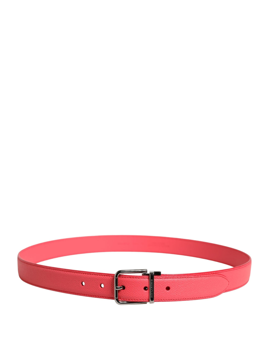 Women’s Dolce &amp; Gabbana Pink Calf Leather Silver Metal Buckle Belt