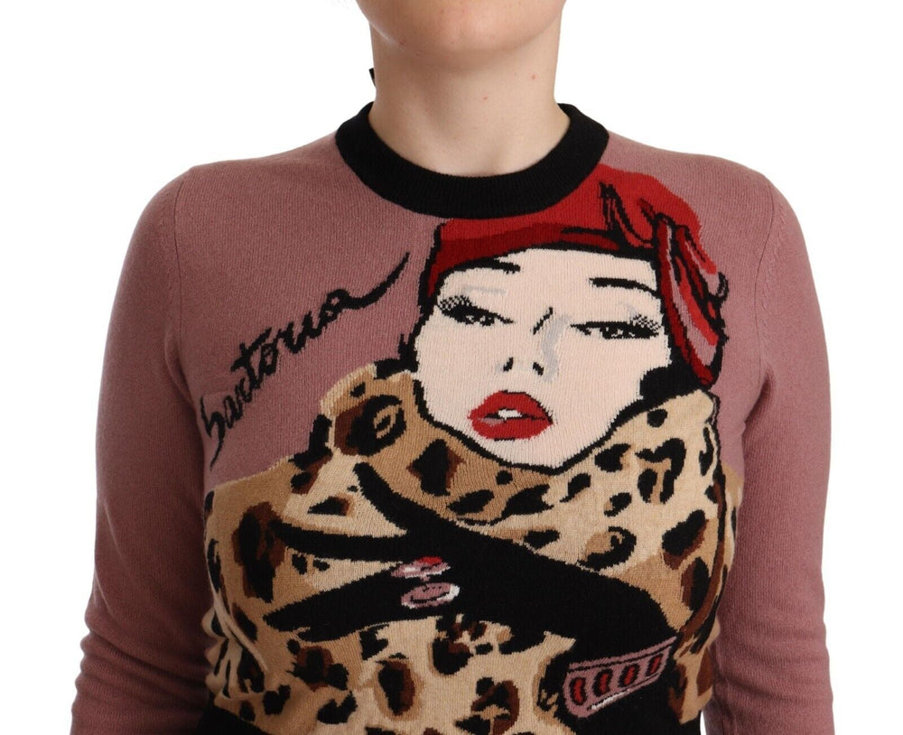 Women’s Dolce & Gabbana Pink Cashmere Crewneck Sartoria Pullover Sweater