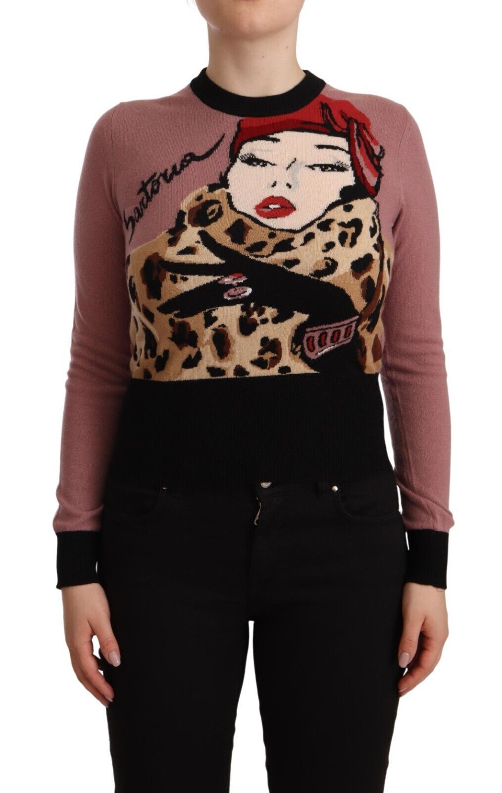 Women’s Dolce &amp; Gabbana Pink Cashmere Crewneck Sartoria Pullover Sweater