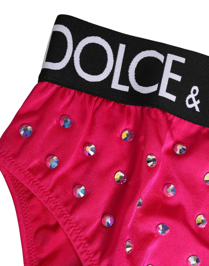 Women’s Dolce &amp; Gabbana Pink Crystal High Waist Brief Panty Underwear