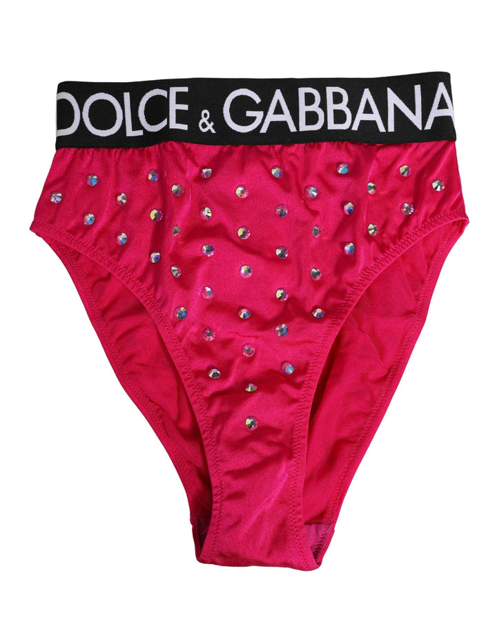 Women’s Dolce &amp; Gabbana Pink Crystal High Waist Brief Panty Underwear