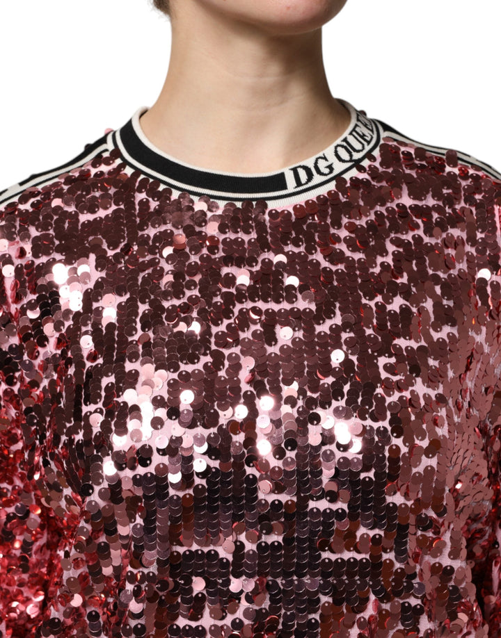 Women’s Dolce &amp; Gabbana Pink Dg Queen Sequin Pullover Sweater