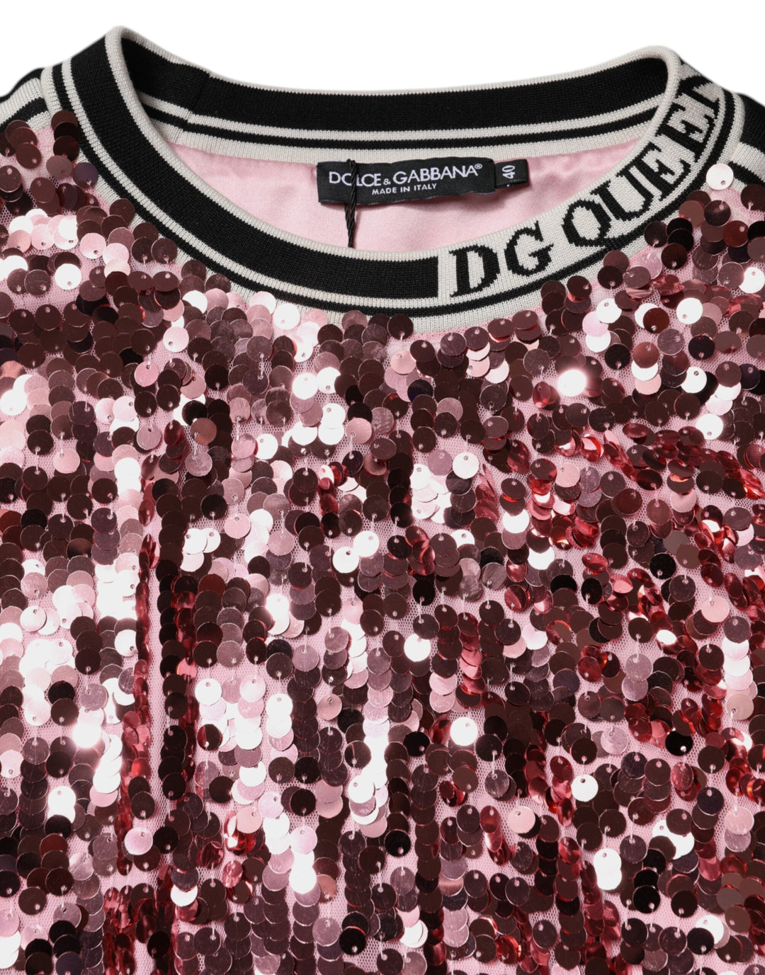 Women’s Dolce &amp; Gabbana Pink Dg Queen Sequin Pullover Sweater