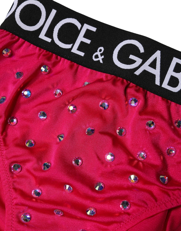 Women’s Dolce &amp; Gabbana Pink Embellished High-waist Brief Logo Underwear