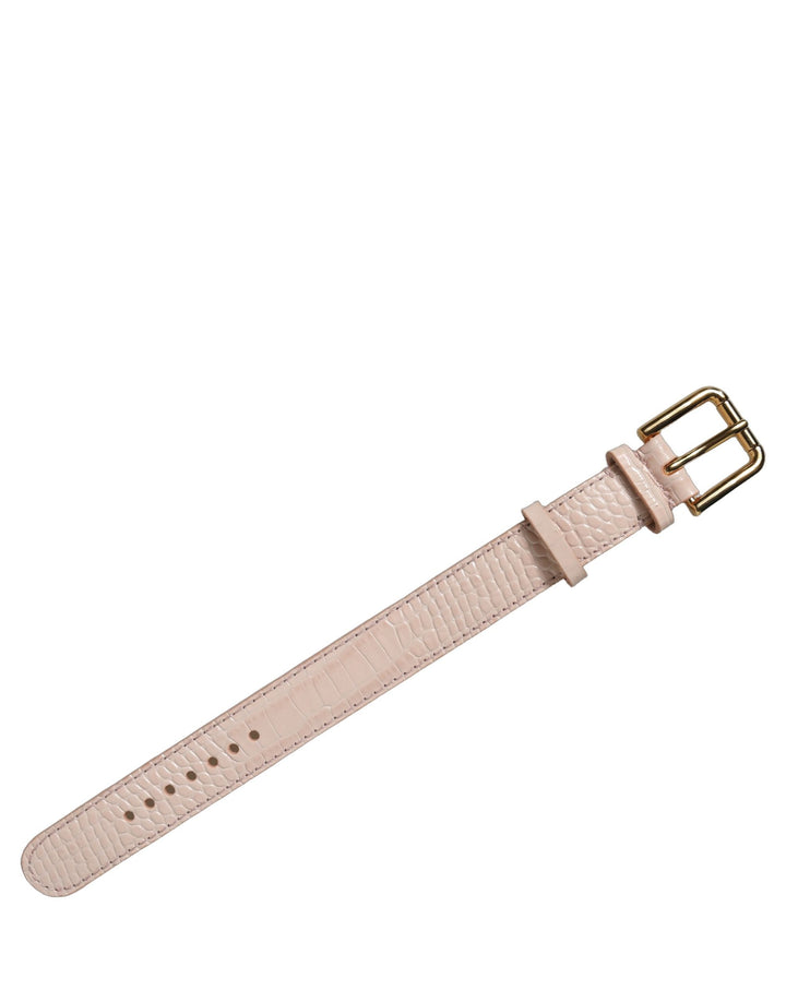 Women’s Dolce &amp; Gabbana Pink Embossed Leather Gold Buckle Belt Strap Bracelet