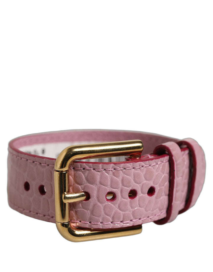 Women’s Dolce &amp; Gabbana Pink Embossed Leather Gold Buckle Belt Strap Bracelet