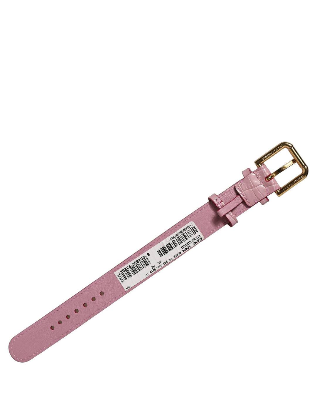 Women’s Dolce &amp; Gabbana Pink Embossed Leather Gold Buckle Belt Strap Bracelet