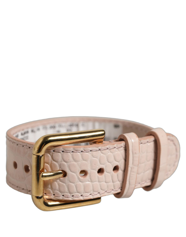 Women’s Dolce &amp; Gabbana Pink Embossed Leather Gold Buckle Belt Strap Bracelet