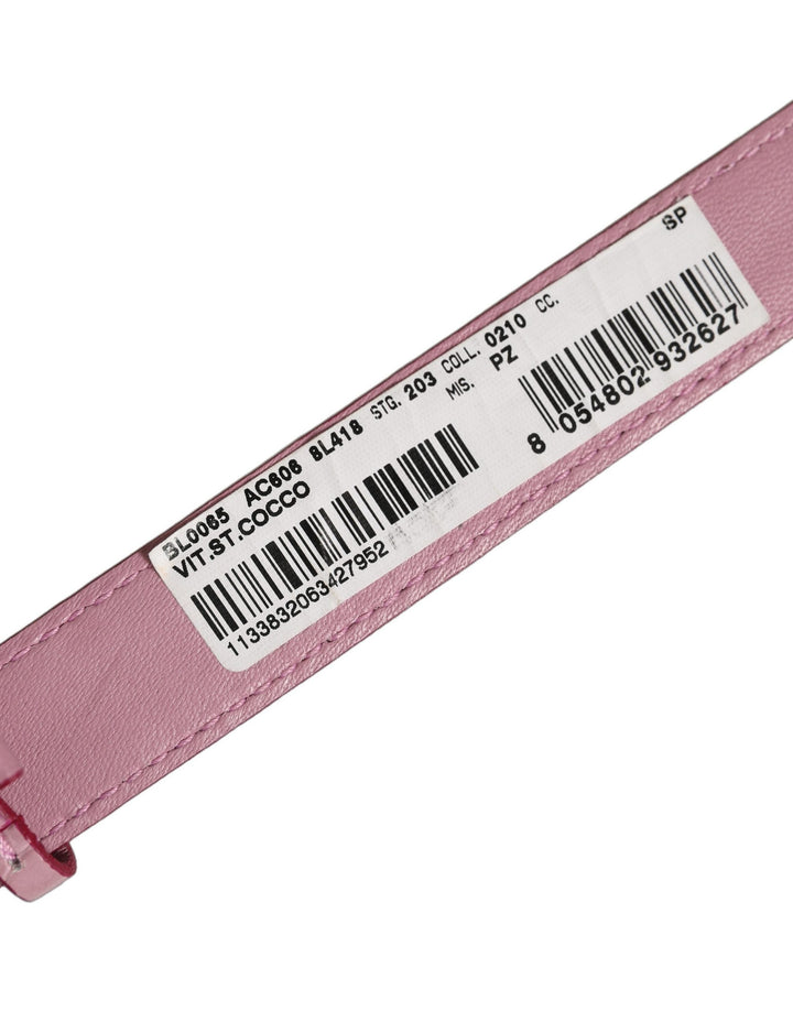 Women’s Dolce &amp; Gabbana Pink Embossed Leather Gold Buckle Belt Strap Bracelet