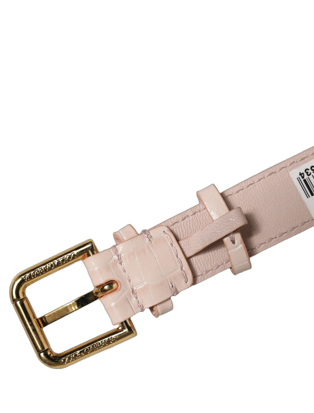 Women’s Dolce &amp; Gabbana Pink Embossed Leather Gold Buckle Belt Strap Bracelet