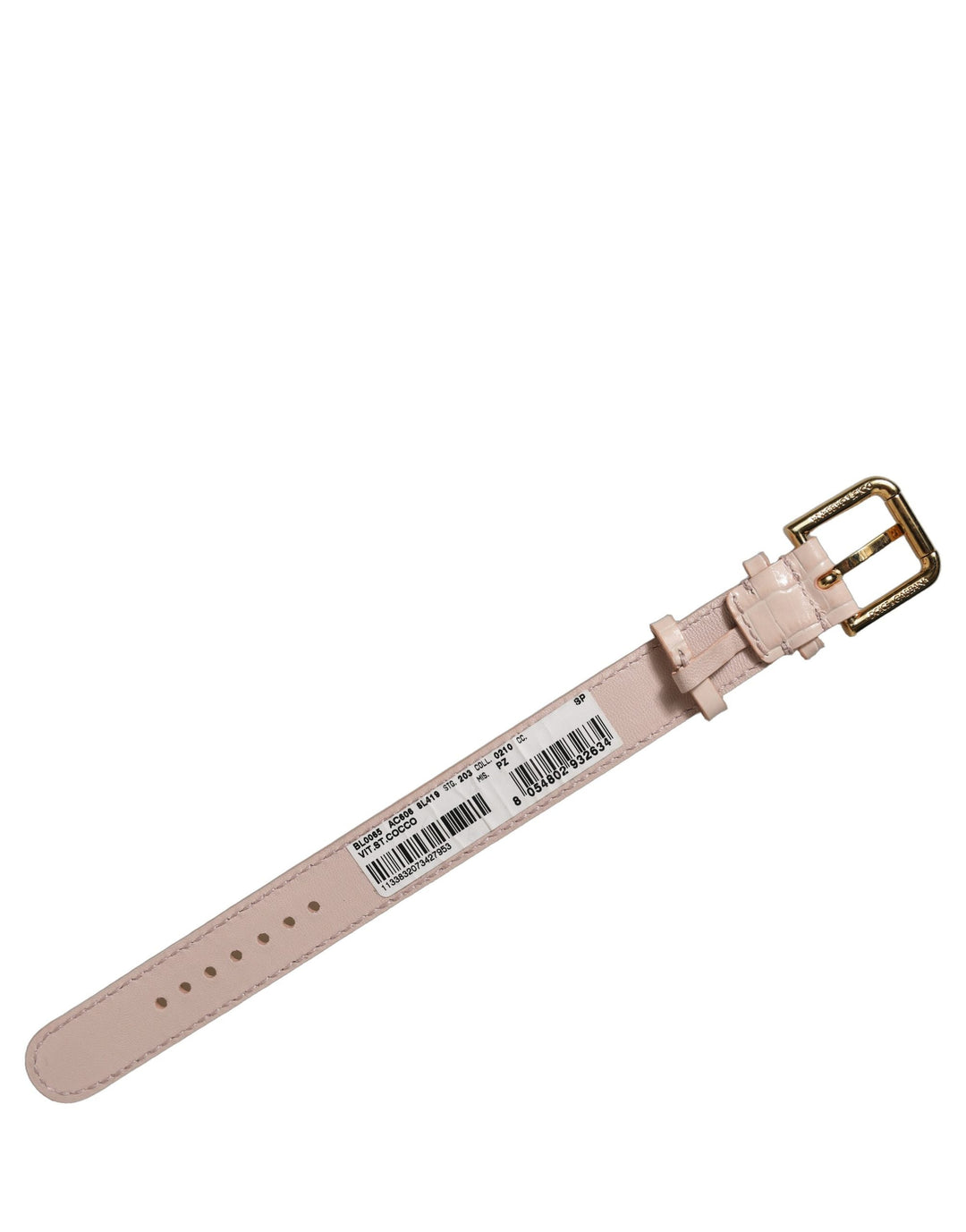 Women’s Dolce &amp; Gabbana Pink Embossed Leather Gold Buckle Belt Strap Bracelet