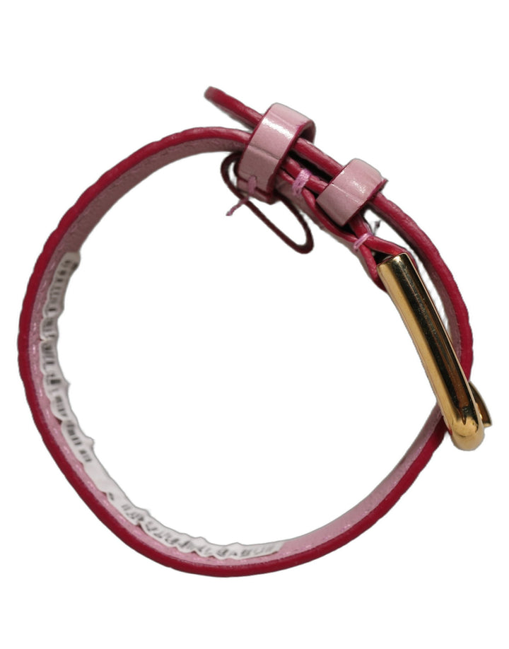 Women’s Dolce &amp; Gabbana Pink Embossed Leather Gold Buckle Belt Strap Bracelet